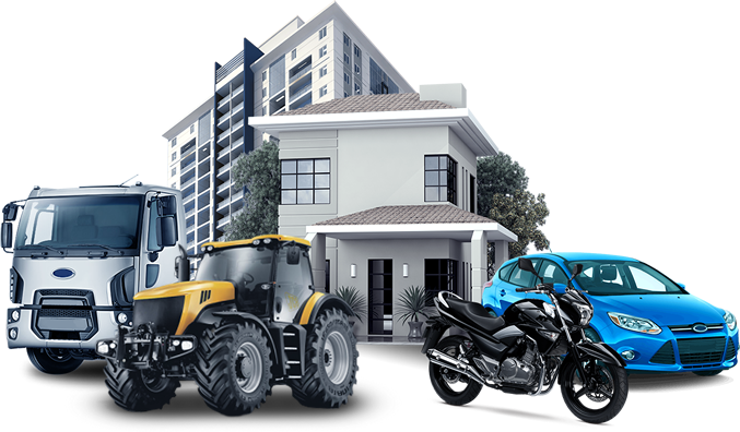 casa branca moto preta carro azul caminhao branco predio branco